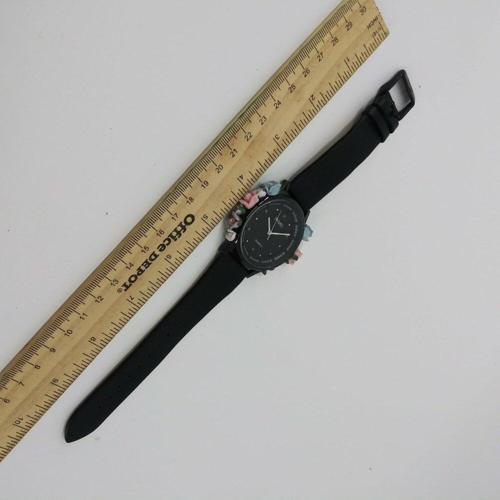 Skmei Women's Black Watch 3D Floral Flowers Water - Picture 6 of 8